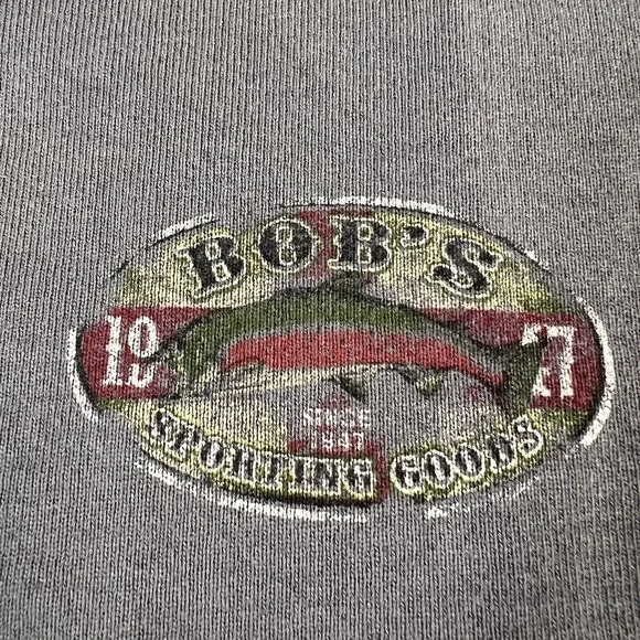 Bob's Sporting Goods Sweatshirt Mens Extra Large Gray Crewneck Fishin' Fools - Picture 2 of 11